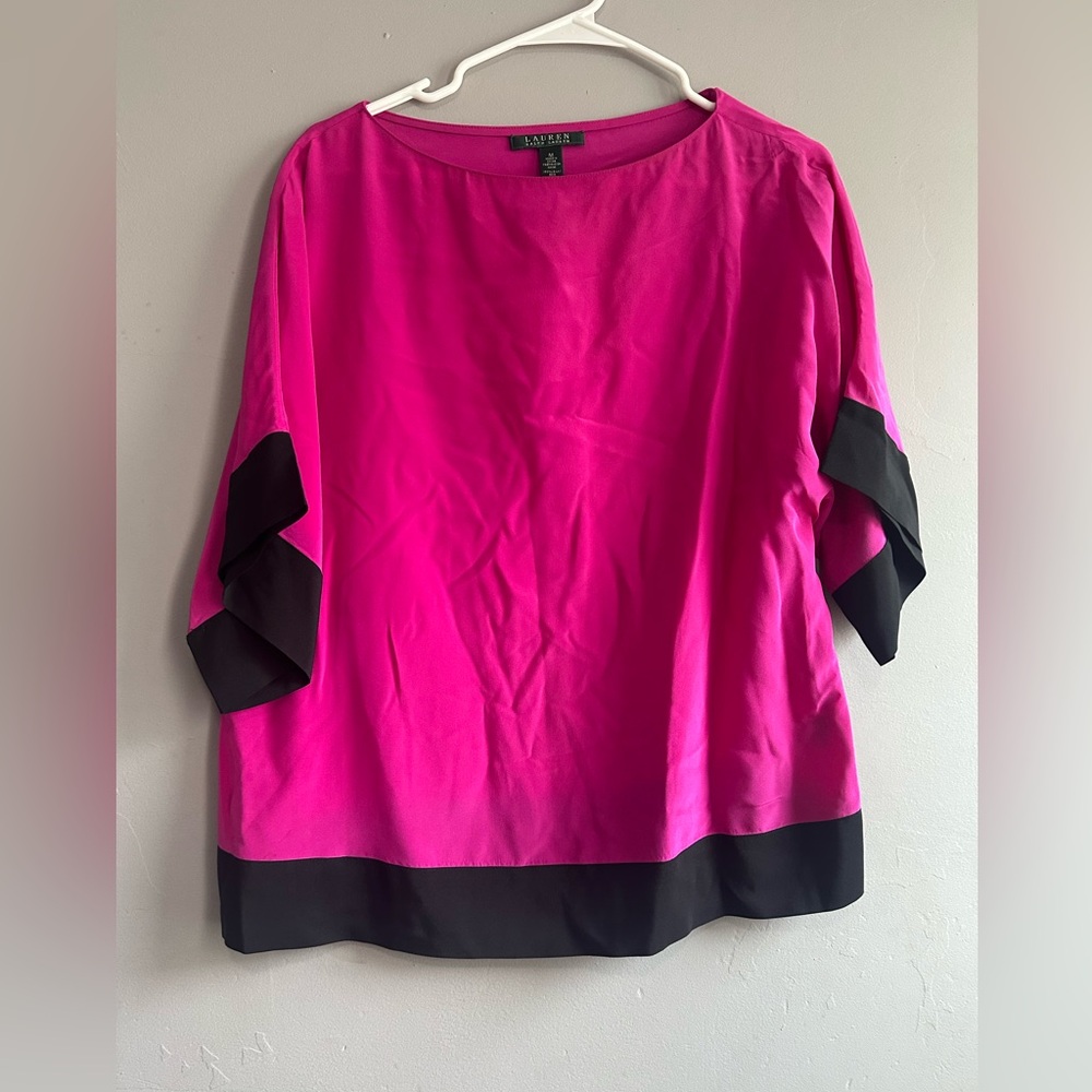 Ralph Lauren Fuchsia and Black Blouse